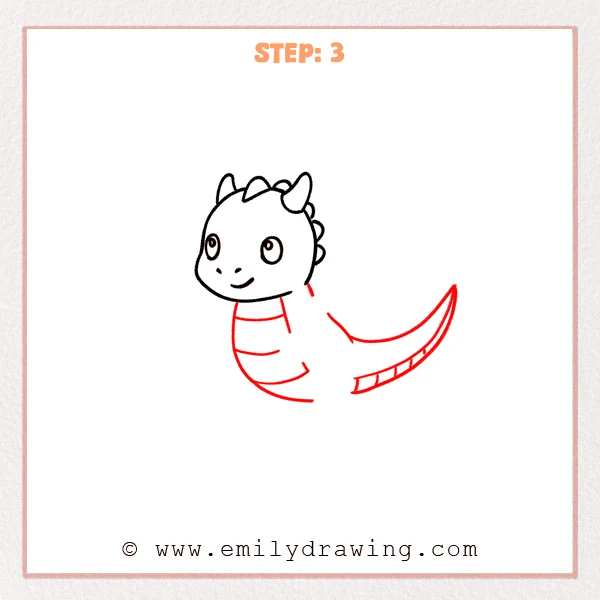 how to draw a flying dragon - Step 3